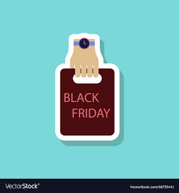 Fashion patch sale sticker package in hand black vector image