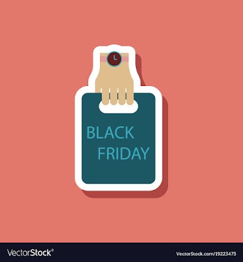 Fashion patch sale sticker package in hand black vector image
