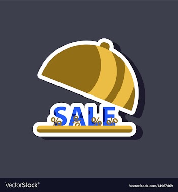 Fashion patch sale sticker percent dish cover vector image