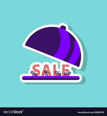 Fashion patch sale sticker percent dish cover vector image