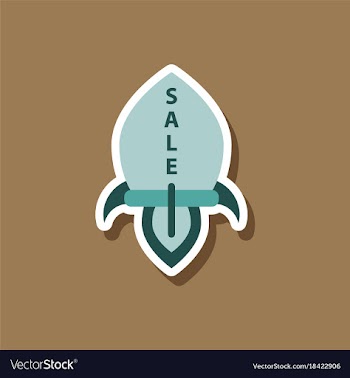 Fashion patch sale sticker rocket vector image