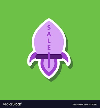 Fashion patch sale sticker rocket vector image