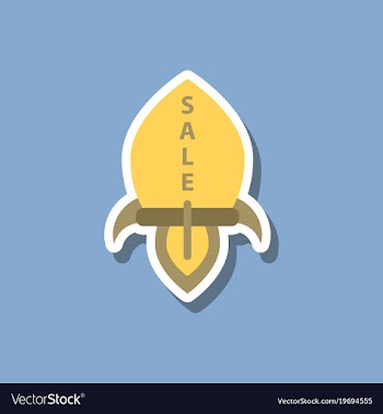 Fashion patch sale sticker rocket vector image