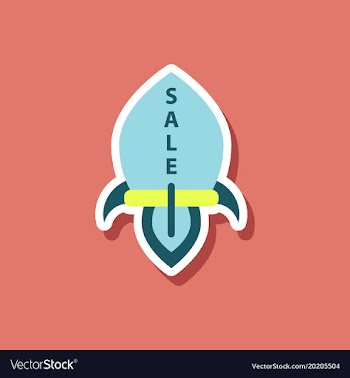 Fashion patch sale sticker rocket vector image