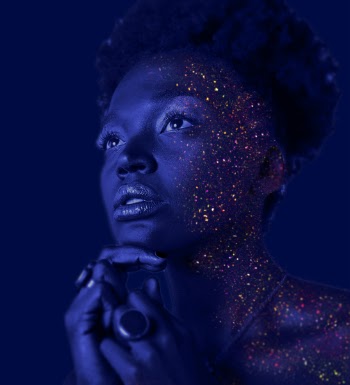 Fashion Photography of Woman Hands on Chin With Glitter Makeup