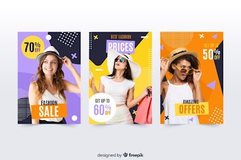 Fashion sale banners with photo Free Vector