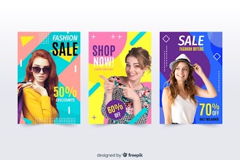 Fashion sale banners with photo Free Vector