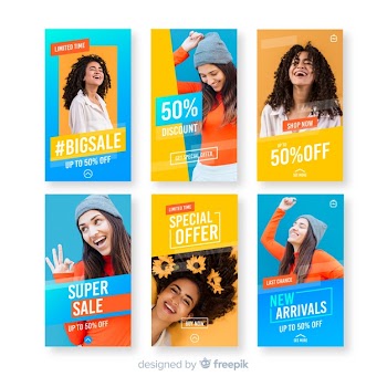 Fashion sale instagram stories templates Free Vector