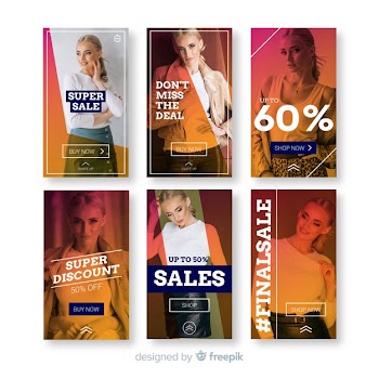 Fashion sale instagram stories templates Free Vector