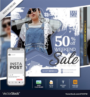 Fashion sale social media post template banner vector image