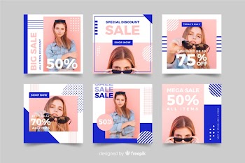 Fashion sales social media banner collectio Free Vector
