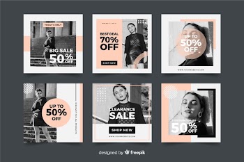 Fashion sales social media banner collectio Free Vector