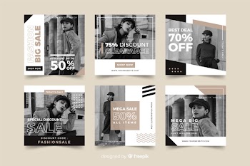 Fashion sales social media banner collectio Free Vector