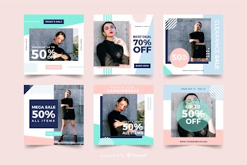 Fashion sales social media banner collectio Free Vector