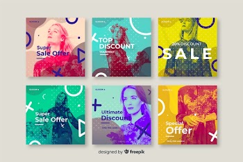 Fashion sales social media banner collectio Free Vector