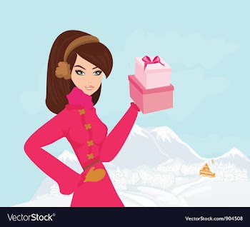 Fashion shopping girl with gift box vector image
