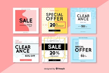 Fashion social media sales banners collection Free Vector