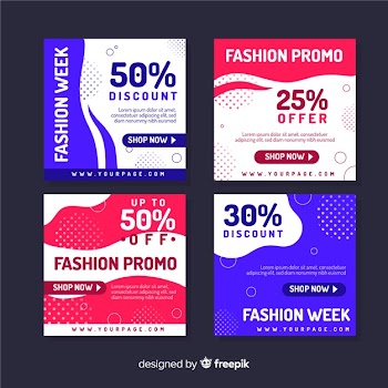 Fashion social media sales banners collection Free Vector
