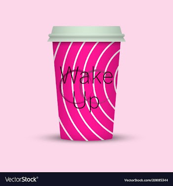 Fashion stylish coffee cup with the words wake up vector image