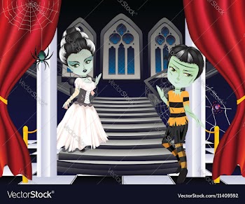 Fashion Zombie Couple near Stairs2 vector image