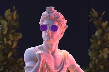 fashionable ancient statue with sunglasses