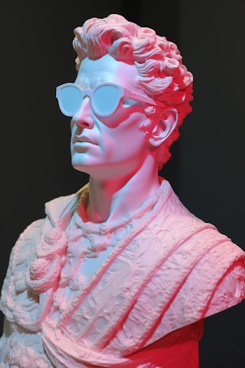fashionable ancient statue with VR glasses