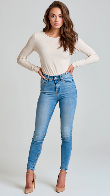 Fashionable Model in Casual Chic Outfit