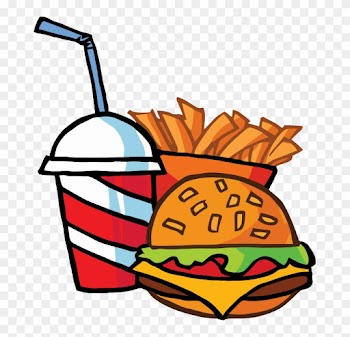 Fast Food Cheeseburger Drink With French Fries Tattoo - Cartoon Hamburger And Fries