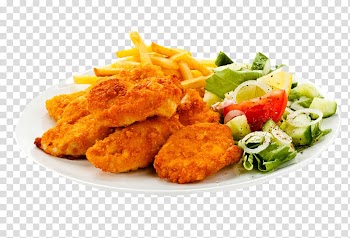 Fast food Chicken nugget French fries Fried chicken, Fried chicken, french fries with tomato and vegetables transparent background PNG clipart