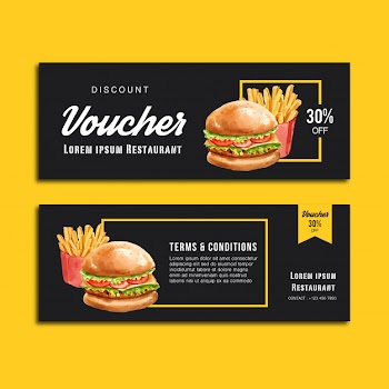 Fast food gif voucher discount order menu appetizer food Free Vector