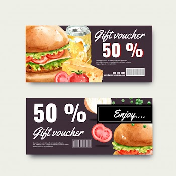 Fast food gif voucher discount order menu appetizer food Free Vector