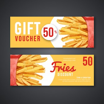 Fast food gif voucher discount order menu appetizer food Free Vector