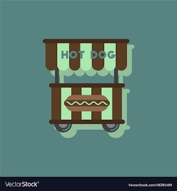 Fast food hot dog cart and street hot dog cart in vector image