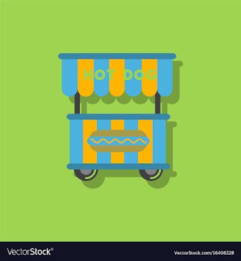 Fast food hot dog cart and street hot dog cart in vector image
