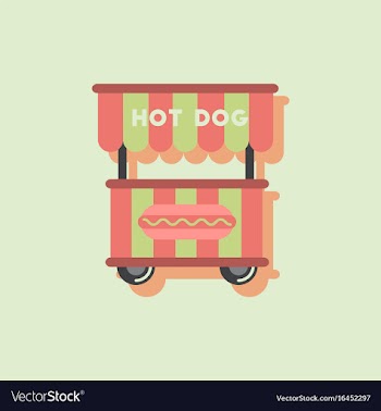 Fast food hot dog cart and street hot dog cart in vector image
