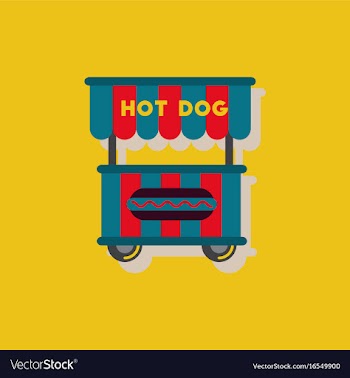 Fast food hot dog cart and street hot dog cart in vector image