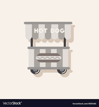 Fast food hot dog cart and street hot dog cart in vector image
