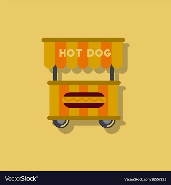 Fast food hot dog cart and street hot dog cart in vector image
