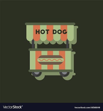 Fast food hot dog cart and street hot dog cart in vector image