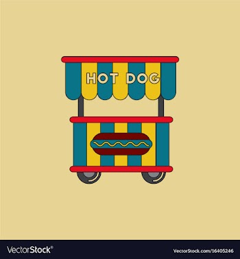 Fast food hot dog cart and street hot dog cart vector image