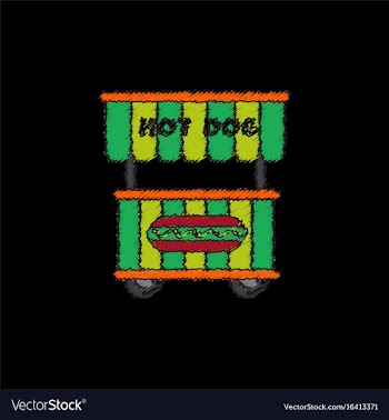 Fast food hot dog cart and street hot dog cart vector image