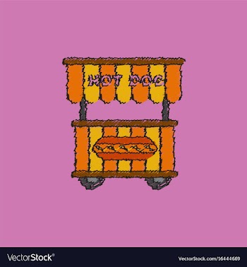 Fast food hot dog cart and street hot dog cart vector image