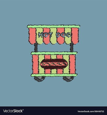 Fast food hot dog cart and street hot dog cart vector image