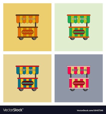 Fast food hot dog cart and street hot dog cart vector image