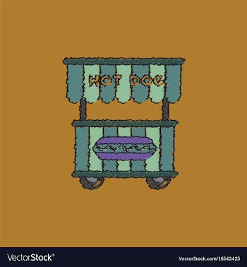 Fast food hot dog cart and street hot dog cart vector image