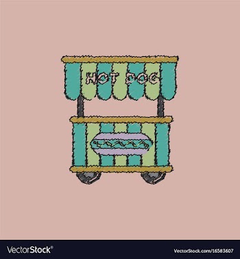 Fast food hot dog cart and street hot dog cart vector image