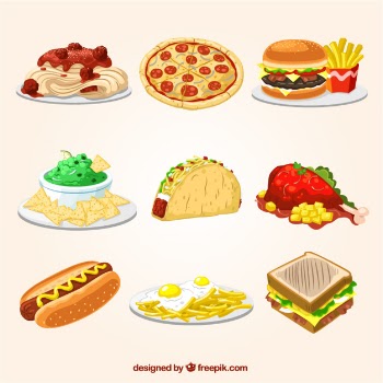 Fast food illustrations Free Vector