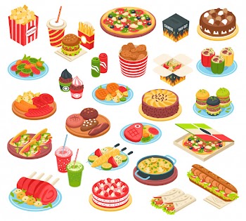 Fast food isometric set Free Vector