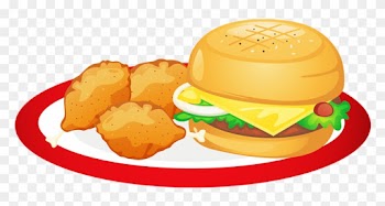 Fast Food Junk Food Hamburger Cheeseburger Clip Art - Food On Plate Clipart