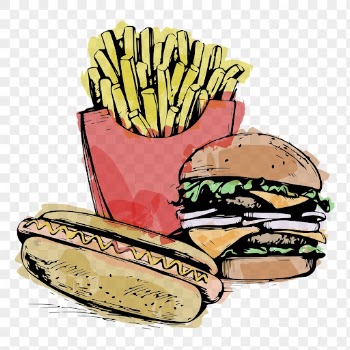 Fast food png clipart, watercolor | Free PNG - rawpixel